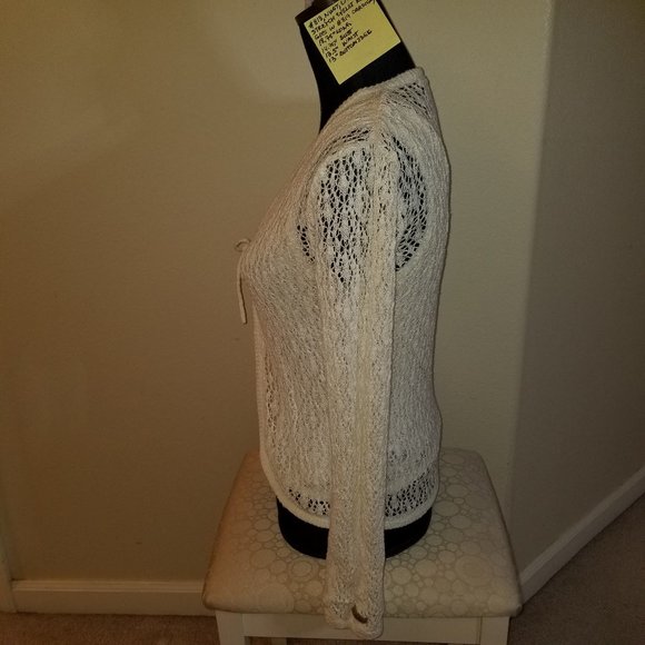 🌍#819 NWOT Columbia PS White Eyelet Cotton Cardigan - Picture 3 of 16